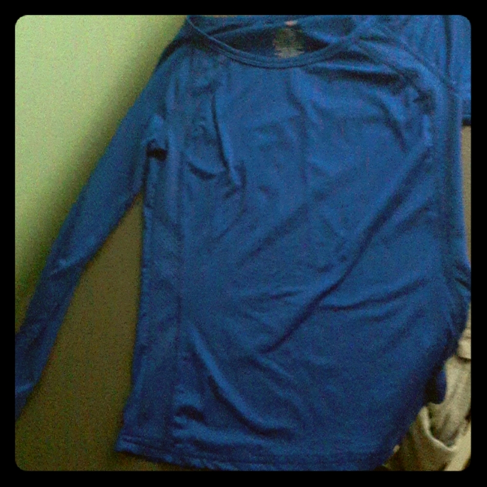 A blue long-sleeve shirt